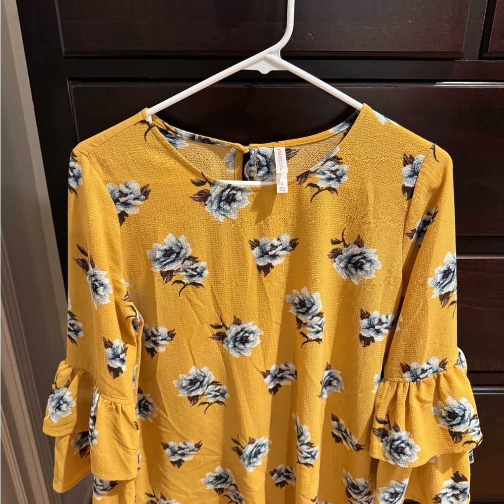 Xhilaration Yellow Floral Blouse